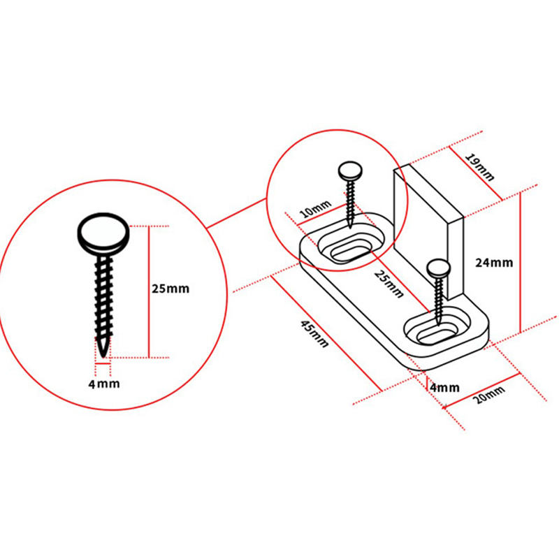 Furniture Hardware Accessories - 2pc Pemandu Lantai Geser yang Dapat