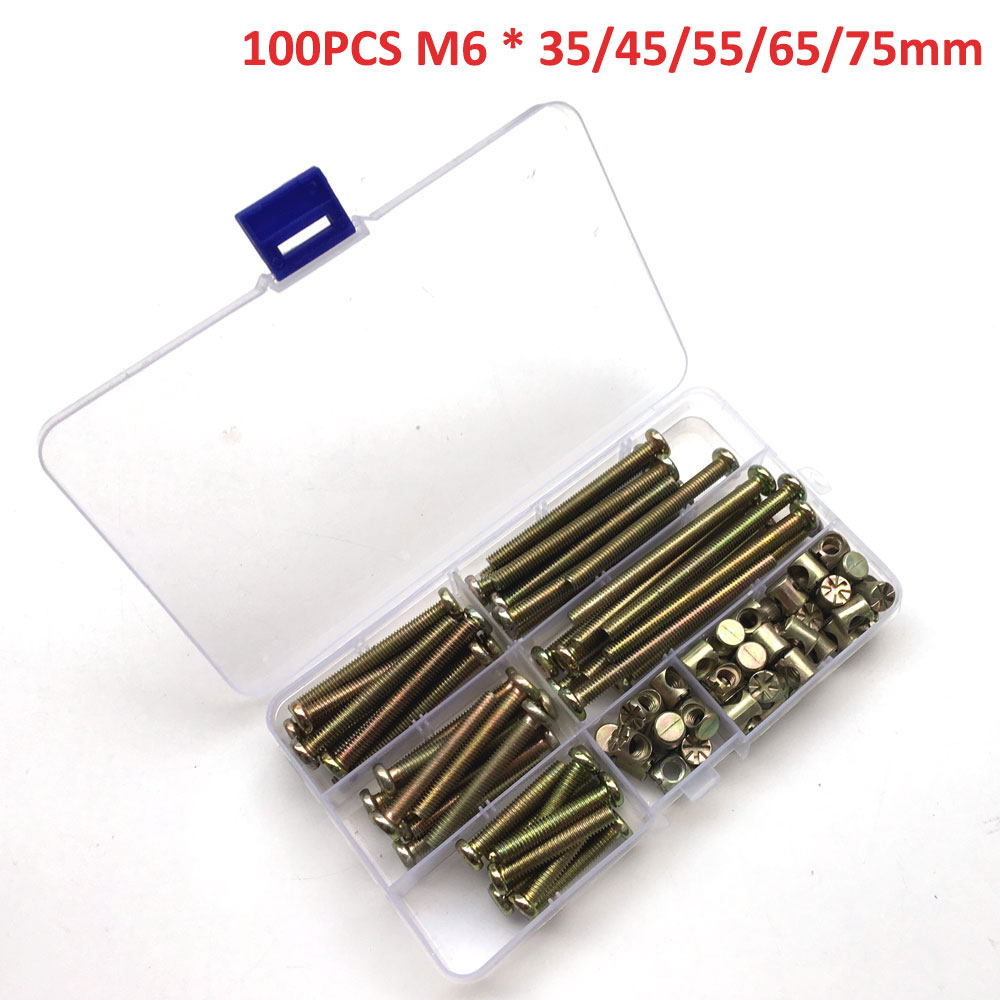 Furniture Hardware Barrel Nut - 100 buah M6 barel Dowel mur