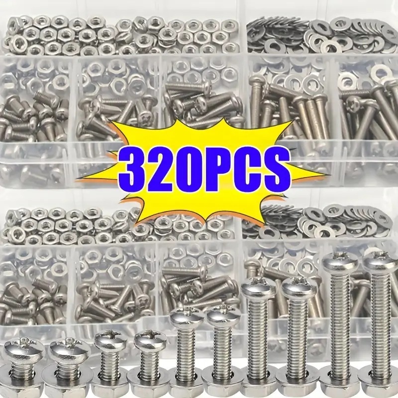 320PCS Set Mur & Baut Hex M2-M - Furniture Hardware Bolts ulasan dan harga
